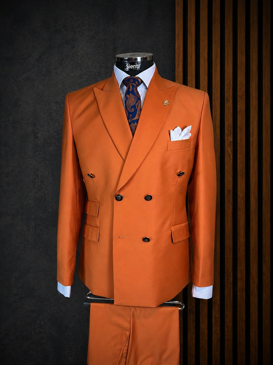 Costum bărbați portocaliu – Double Breasted -CH128