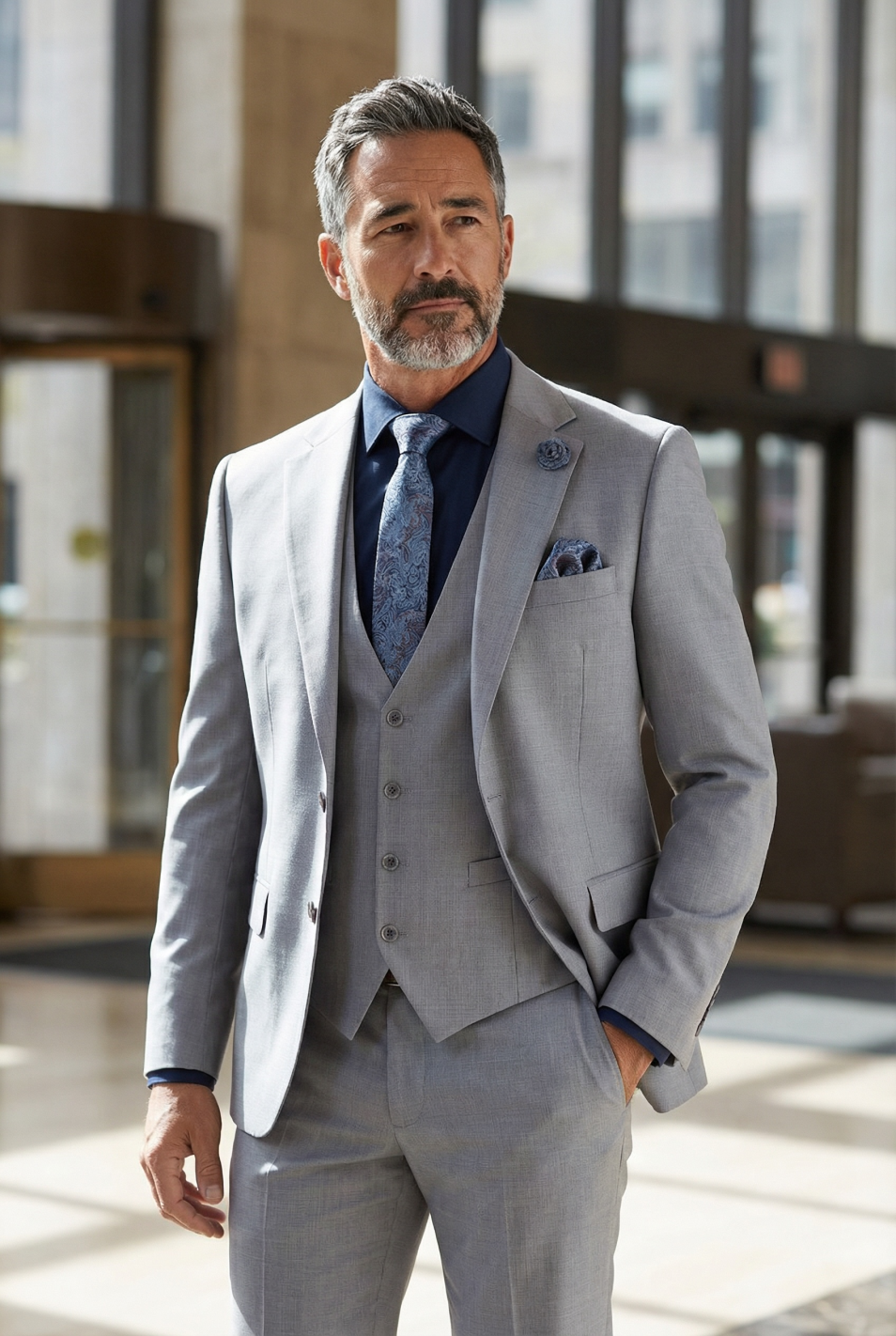 Costum Gri din trei piese - C2080